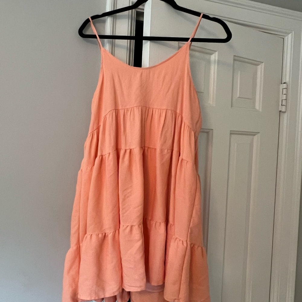 Altar'd State Orange Cream Asymmetrical Tiered Sundress